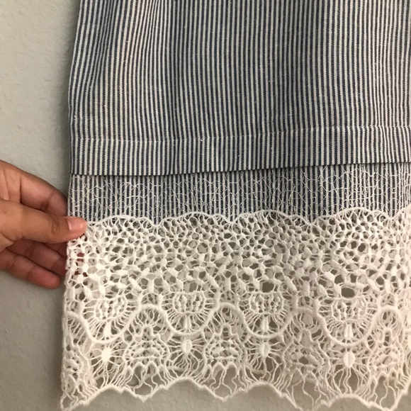 SOLD* RAG & BONE chambray striped tank with lace - Picture 3 of 8